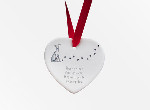 Whippet Walk Beside Us Ceramic Heart